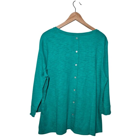 Chicos Women's XL Ultimate Tee Button Back Slub Knit Teal/Green Cotton/Modal - Picture 4 of 11
